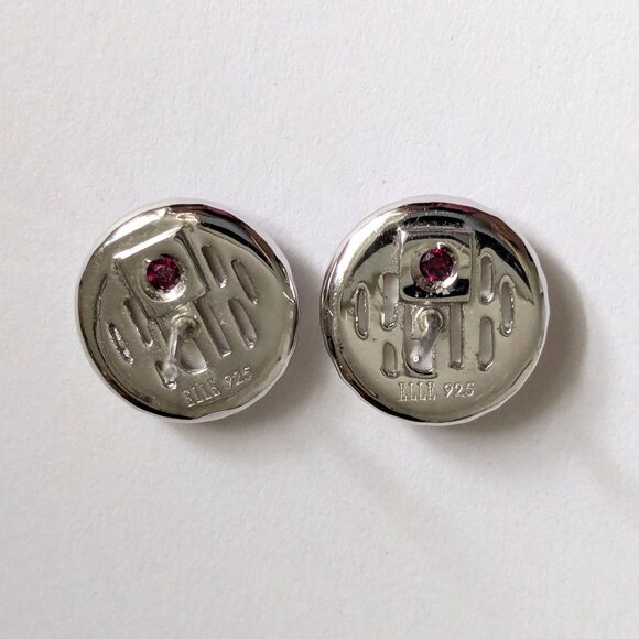 Vintage ELLE Sterling Silver Cat's Eye Studs - Picture 2 of 3